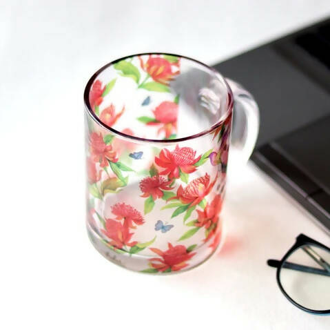 Waratah Clear Glass Mug