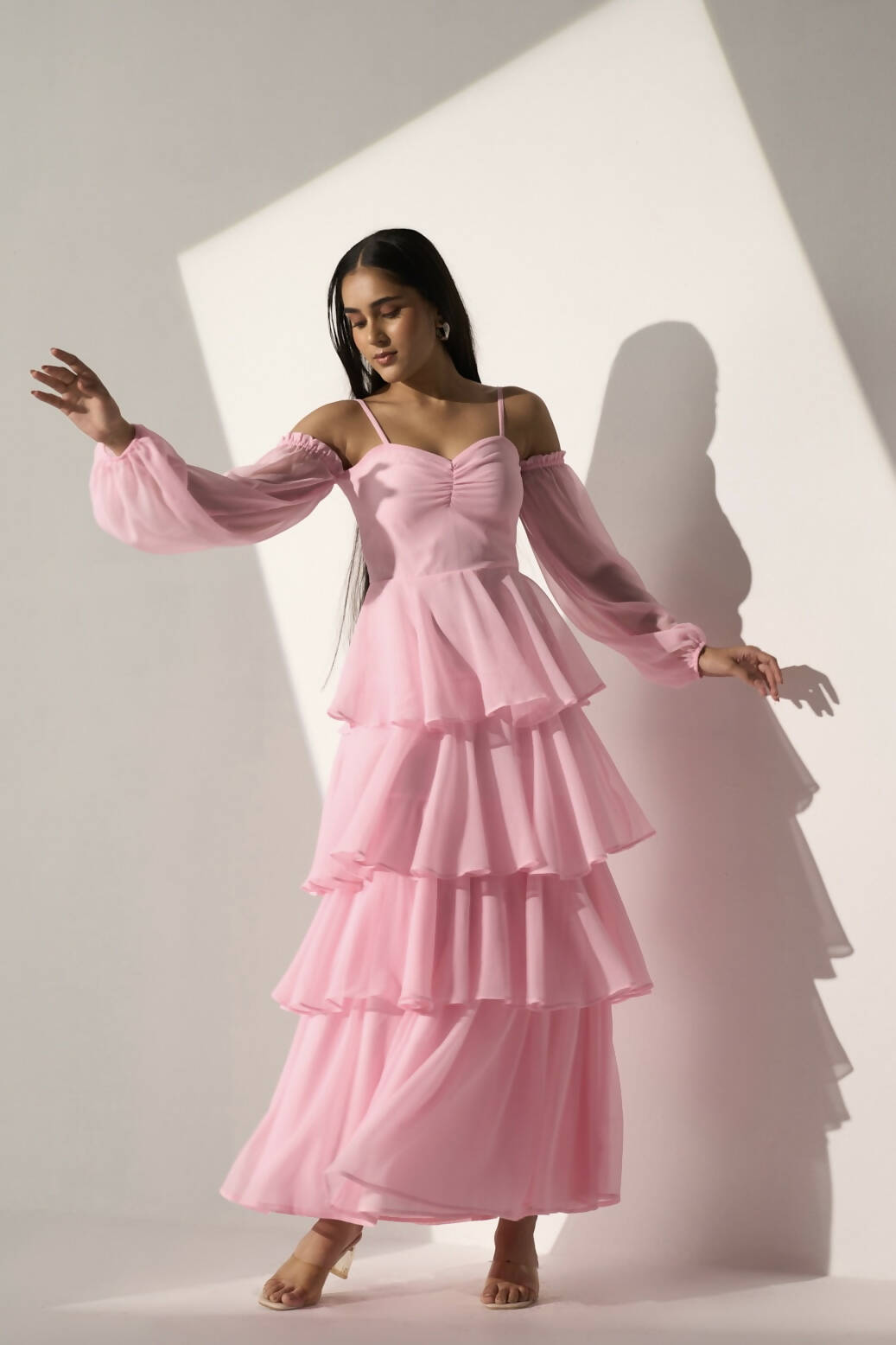 Darling Baby Pink Long Frill Dress