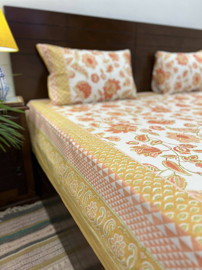 King Size | 90*108 Inches | Orange Floral