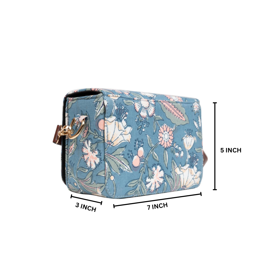 Spring Morning Blockprinted Rectangle Cross Body Bags