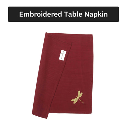 Burgundy Dragonfly Cotton Slub Napkins