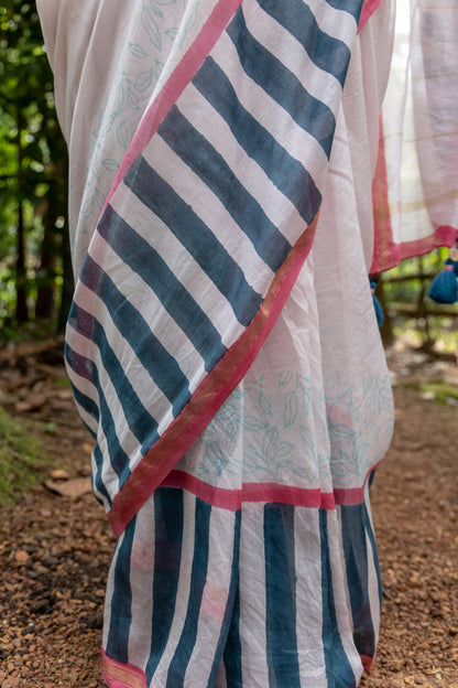 Paana Pink Hand Printed Saree