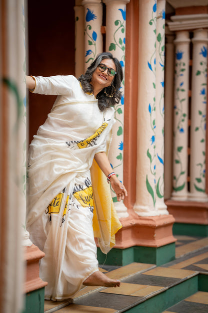 Main Apni Favourite Hoon Quirky Print Chanderi Saree