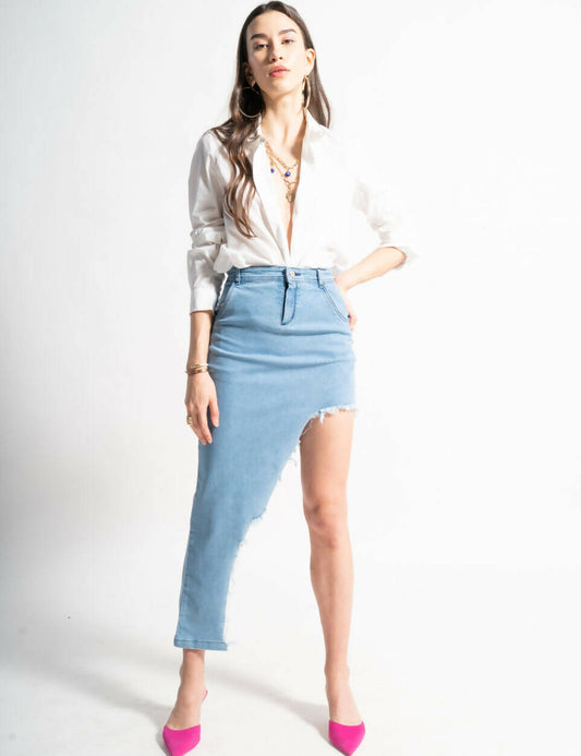 Asymmetric Denim Skirt