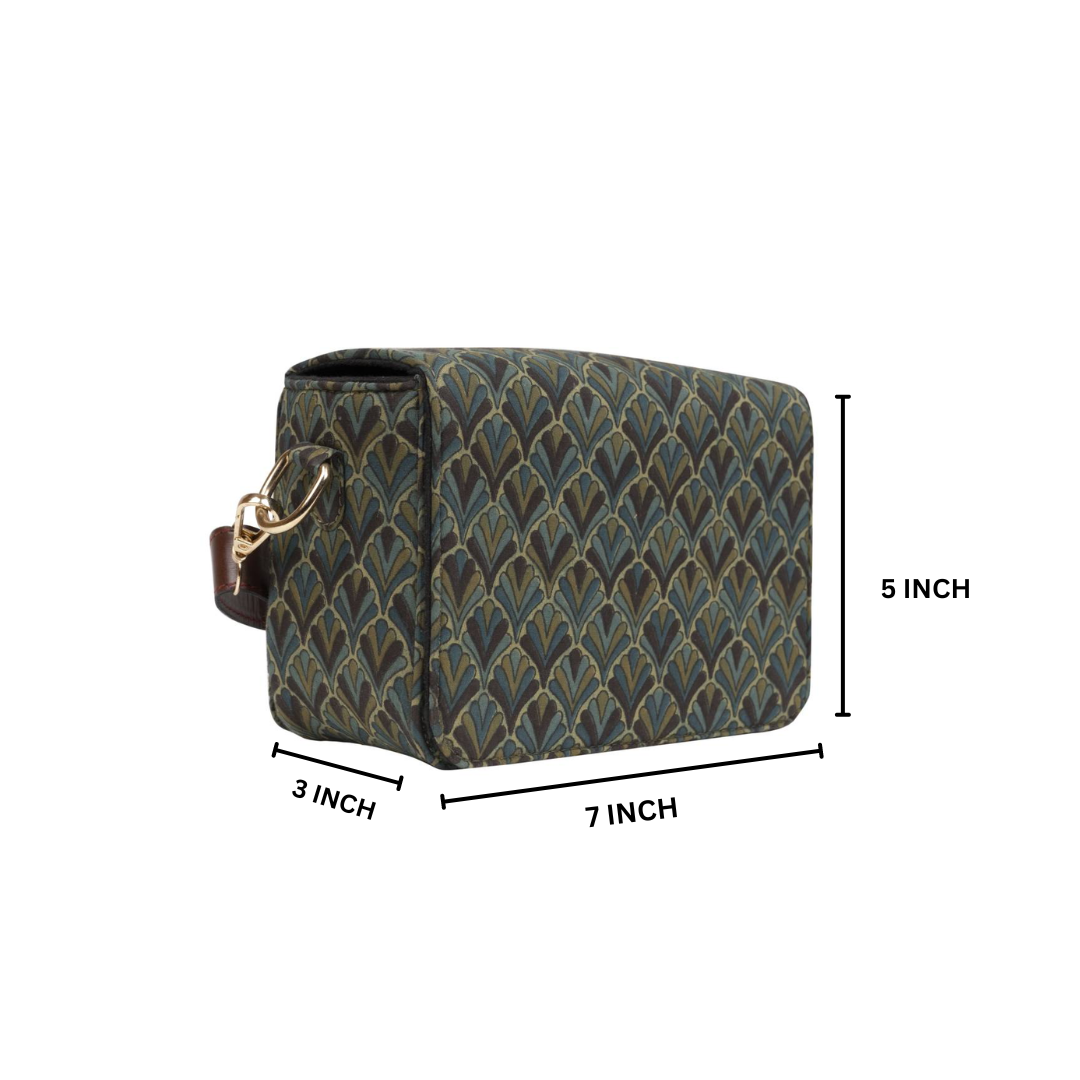 Olive Mist Blockprinted Rectangle Cross Body Bags