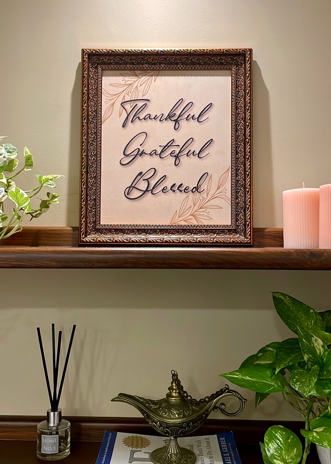 Thankful Grateful Blessed Antique Frame