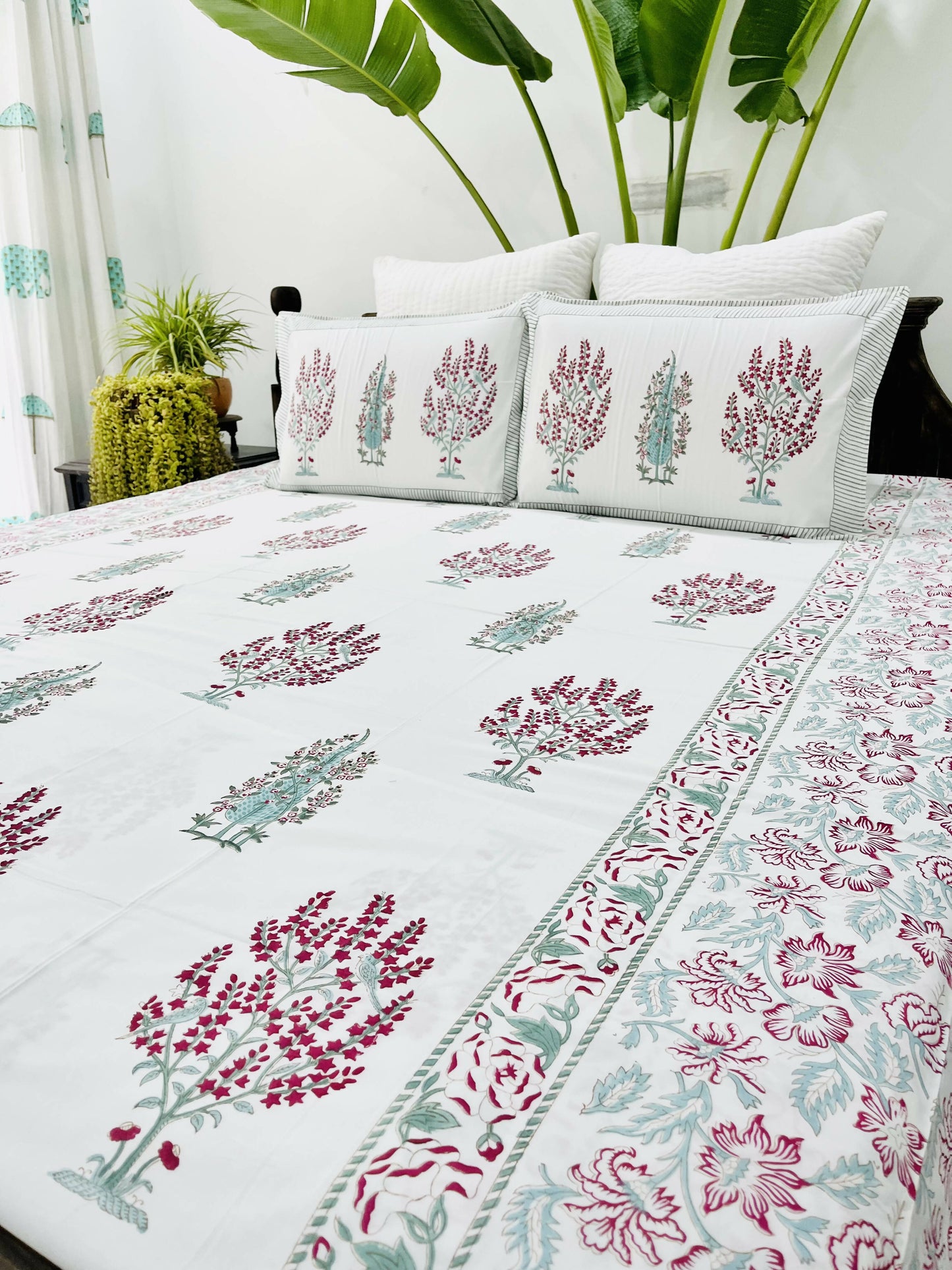 Panchi Block Printed Cotton Bedsheet