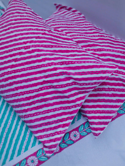 Diagonal Stripe Kantha Bedsheet