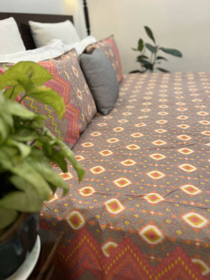 Sunset Glow Cotton Bedsheet