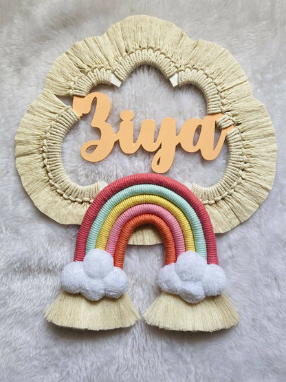 Mini Cloud Rainbow Name Macrame Dreamcatcher