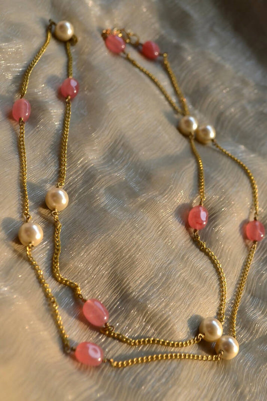 Pink quartz necklace