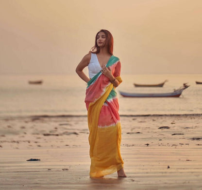 Yellow Tie & Dye Saree