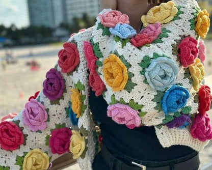 Multicoloured Rose Garden Sweater