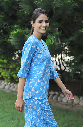 Life's Blues Hand Block Printed Cotton Kurta Jammies