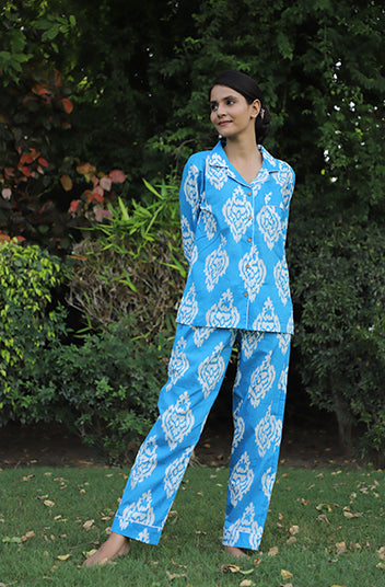 Treasured IKAT print cotton Full Jammies Set