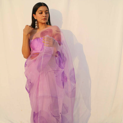 Stella Organza Saree In Lavender