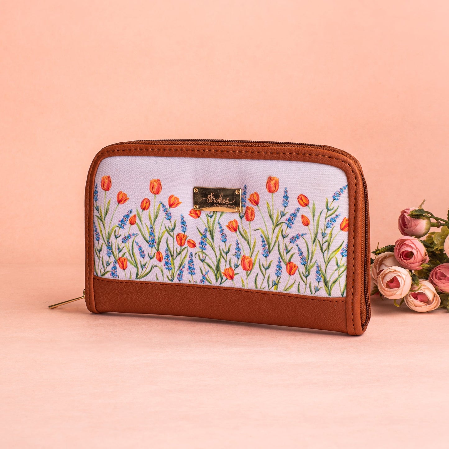 Tulips and Lavender Zipper Wallet