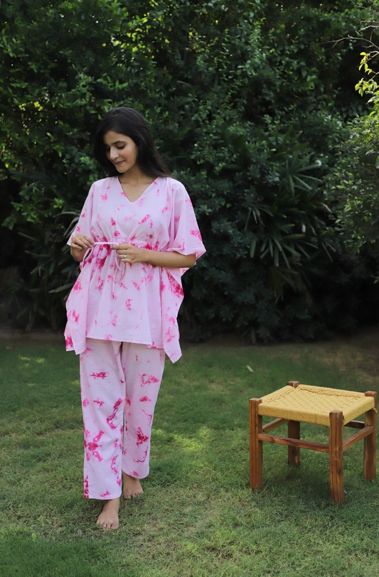 Bohemian Romance Hand block Printed Kaftan Jammies