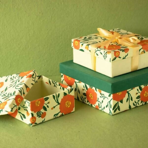 Genda Phool Square Gift Boxes – Pistachio – Emerald Green (Set Of 3)