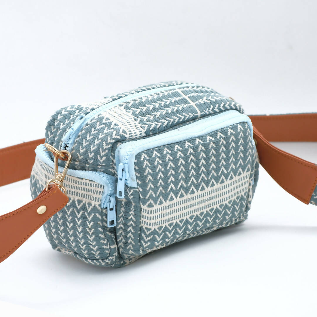 Turkish Blue Multi Pocket Sling Bag