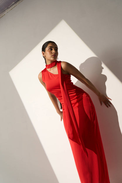 Flirtatious – Red Satin Dress