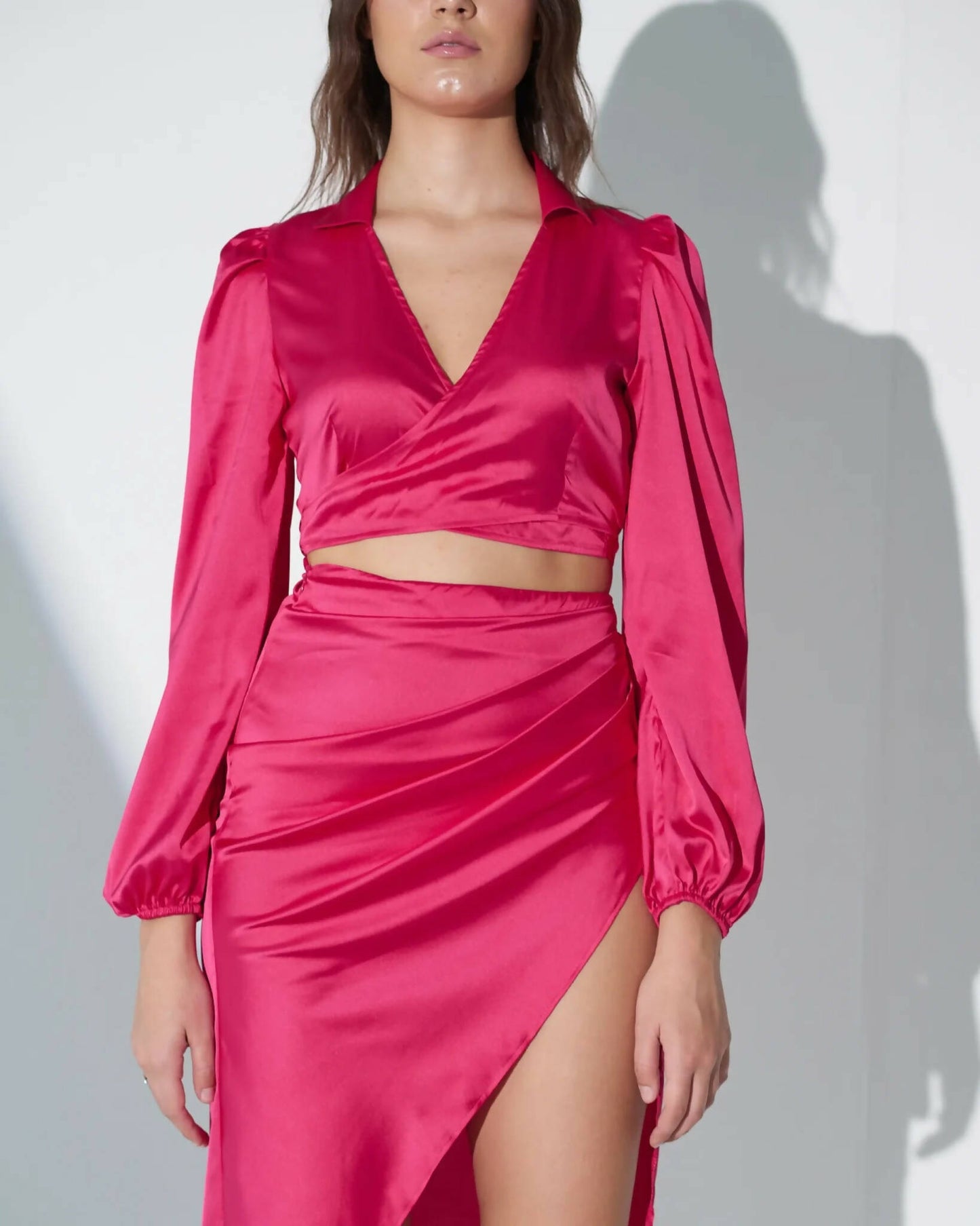 Forever Favourite - Hot Pink Wrap Around Top With Skirt (Set) – Local ...