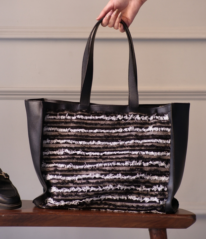 Salt and Pepper Fringe Tote Bag