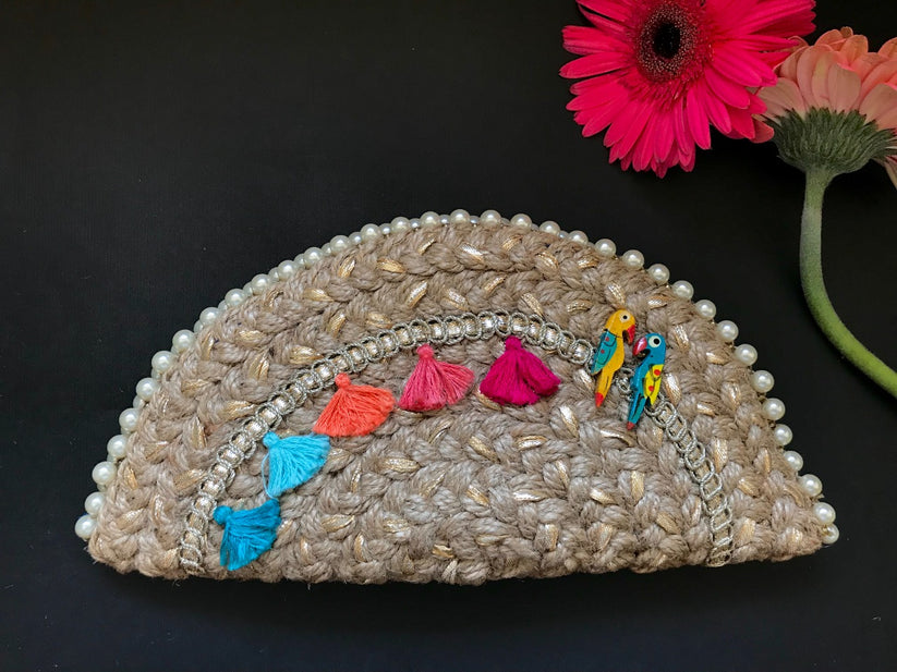 Tota Tassel Half Moon Clutch