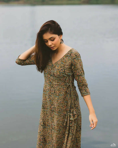 Aahatein Kalamkari Wrap Around Dress