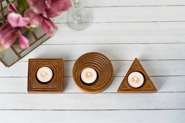 T-Light Holder Wooden Shapes