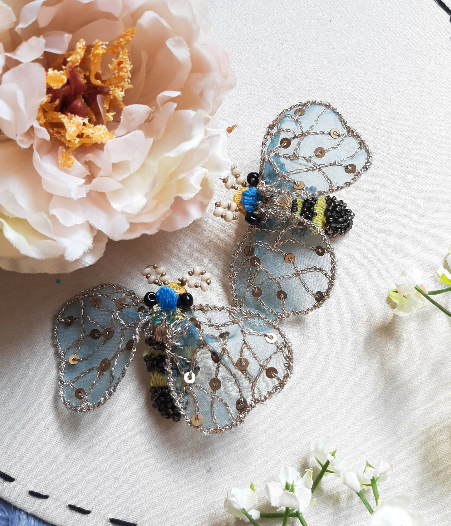Bee Embroidered Earrings