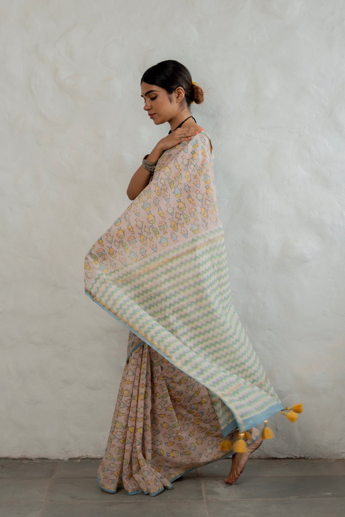 World of Candy Fishes Chanderi Saree