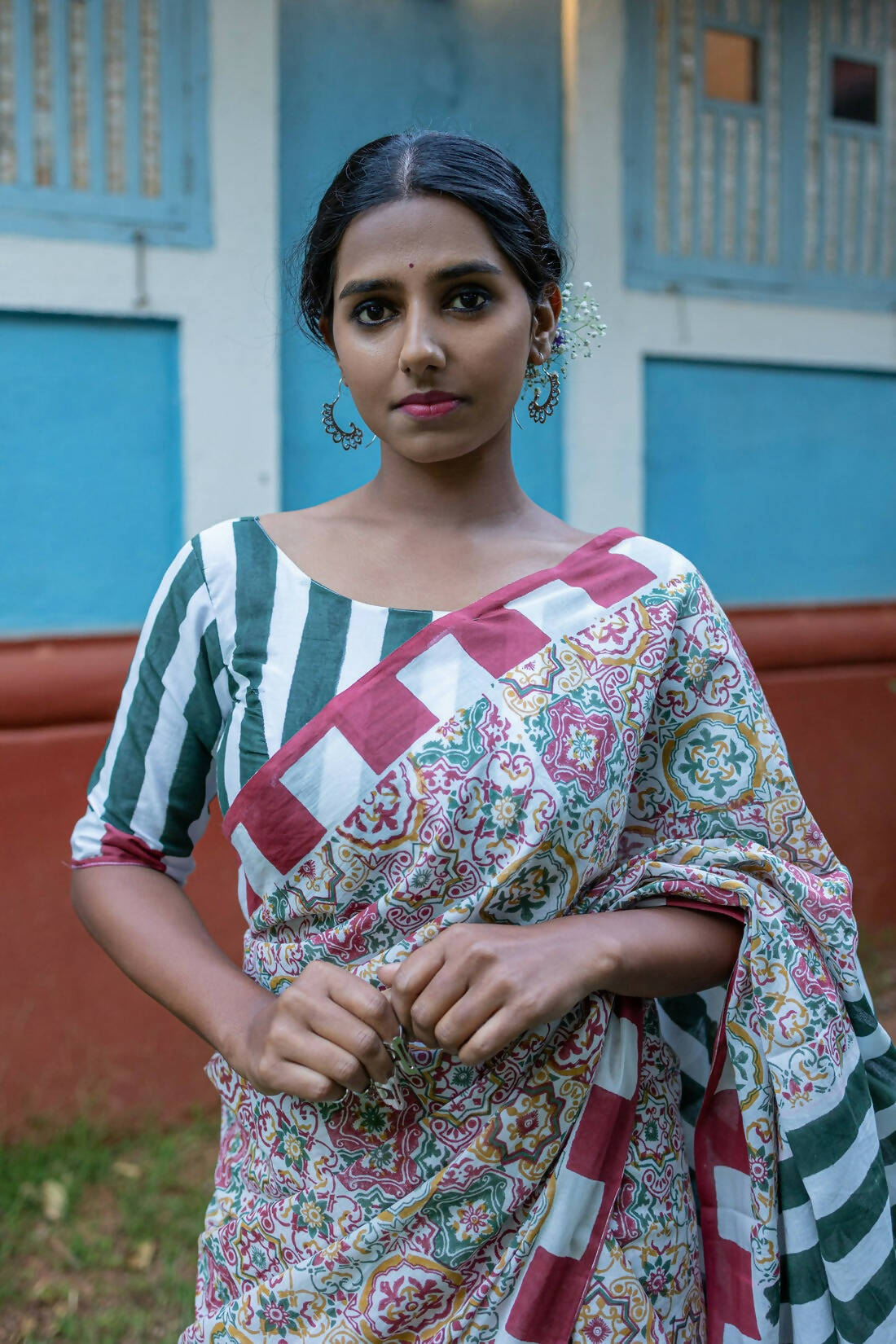 Azulejo Mul Cotton Saree