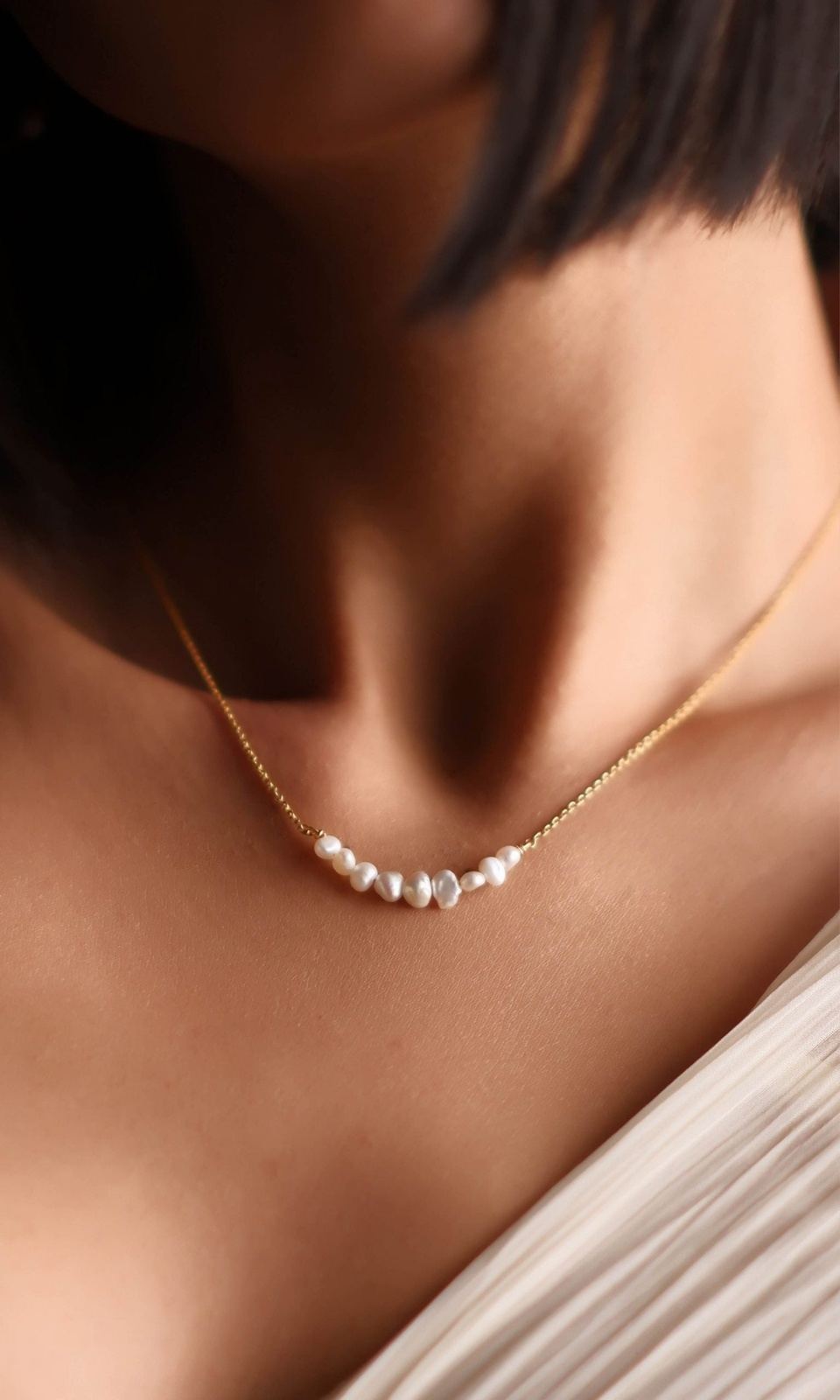 Dainty Pearl Chain Necklace | Statement Jewelry – Nickel & Suede