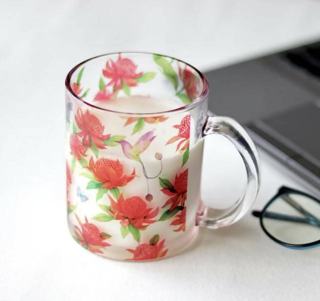 Waratah Clear Glass Mug