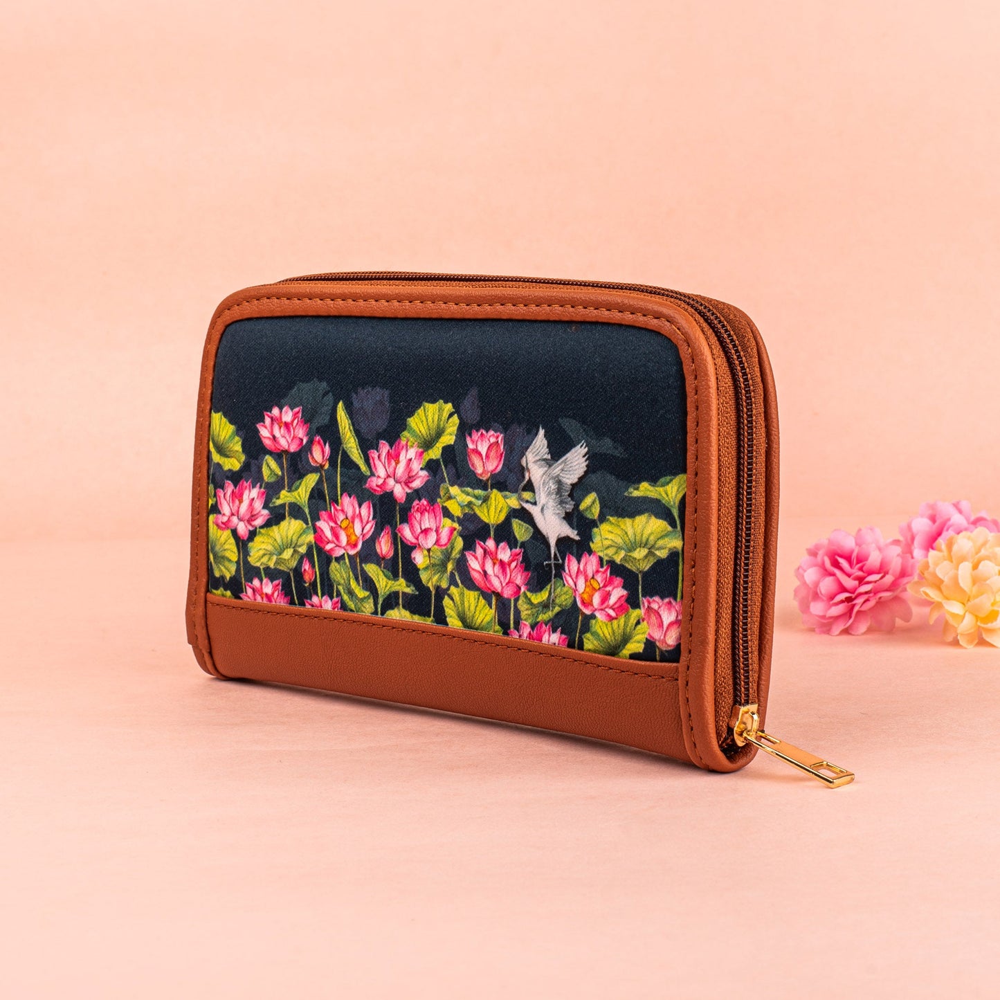 Lotus Field Zipper Wallet