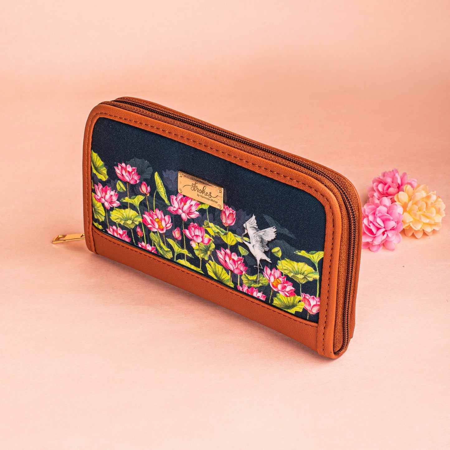 Lotus Field Zipper Wallet