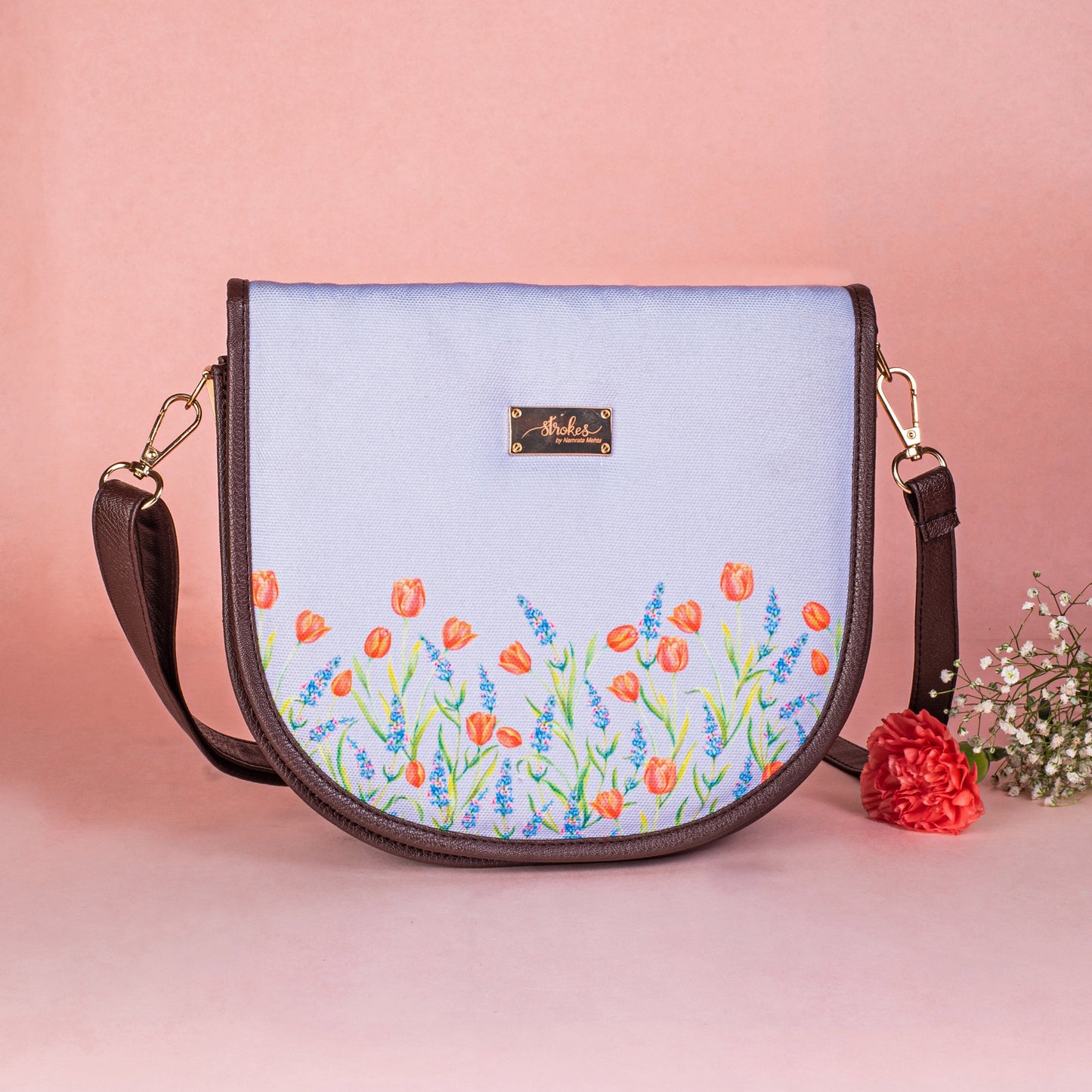 Tulips and Lavender Flap Sling Bag