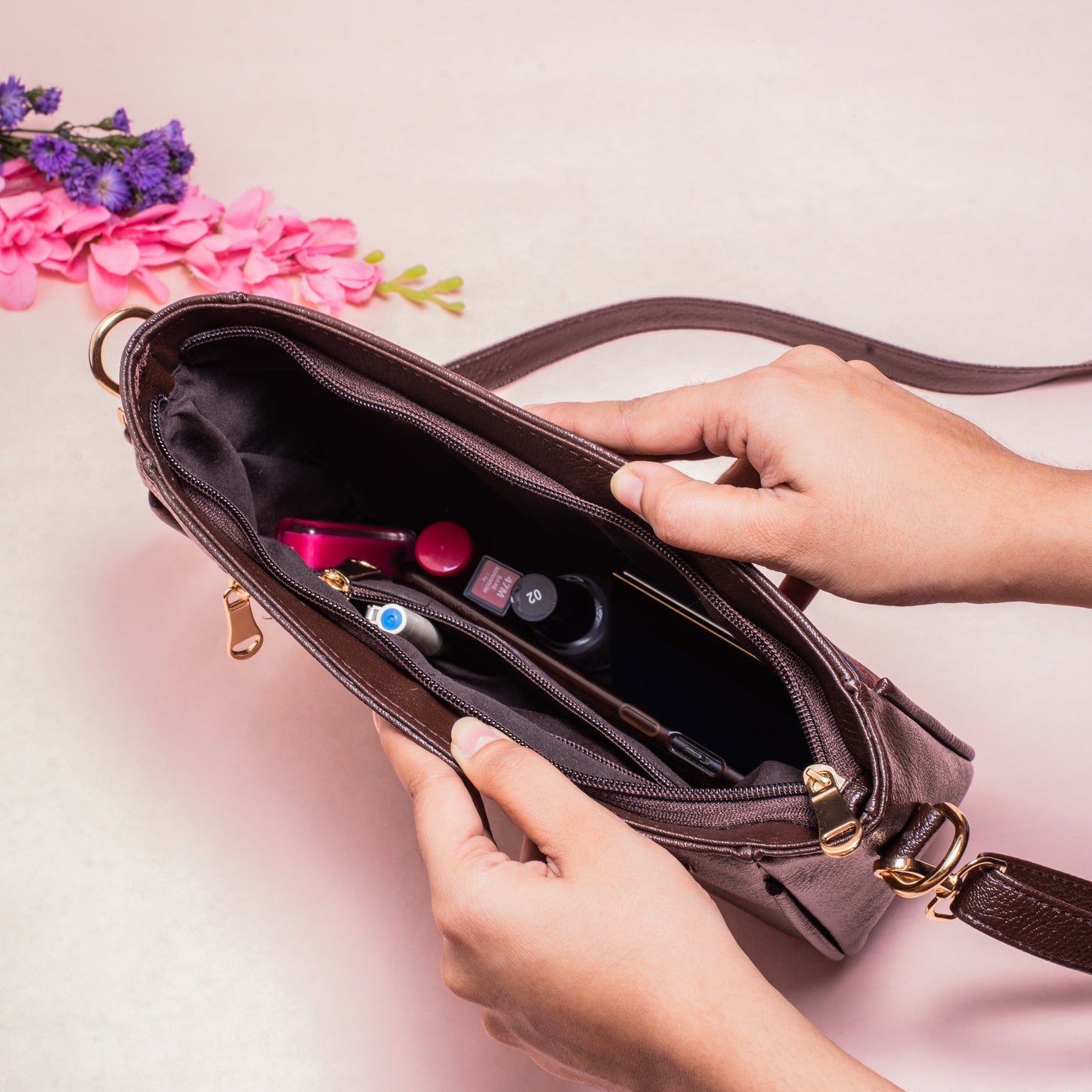 Summer Florescence Maroon Sling Bag