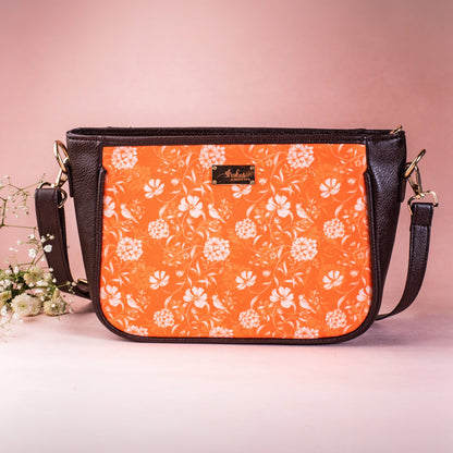 Vintage Blooms Orange Sling Bag