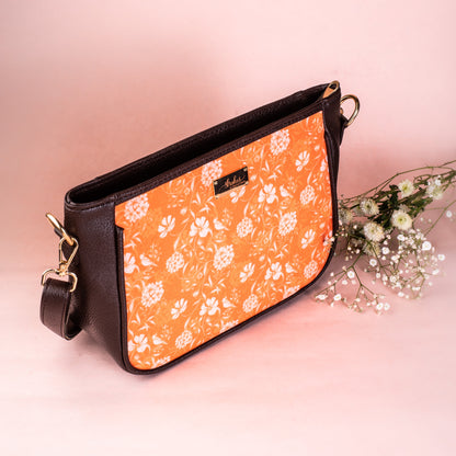 Vintage Blooms Orange Sling Bag