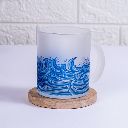 Wondrous Waves Frosted Glass Mug