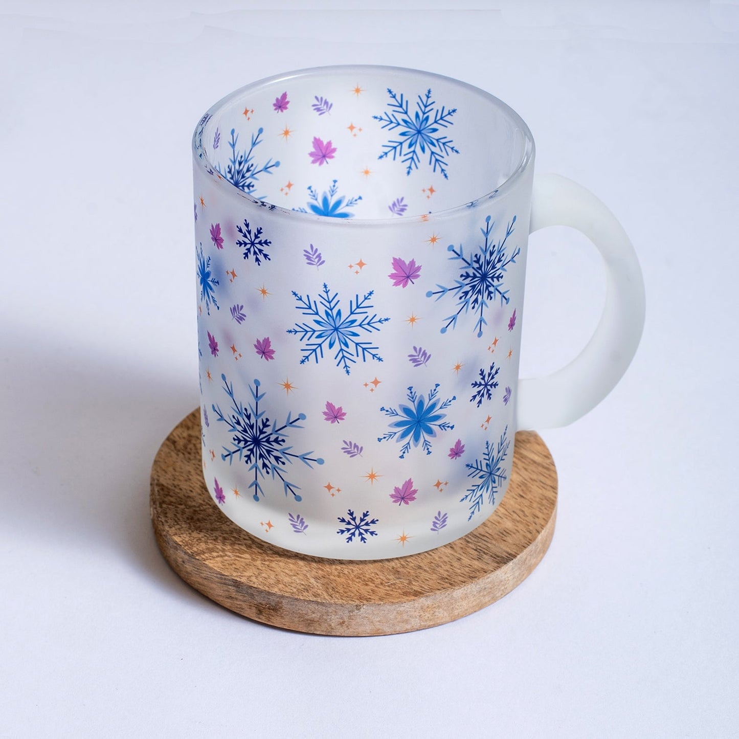 Whistling Snowflakes Frosted Glass Mug