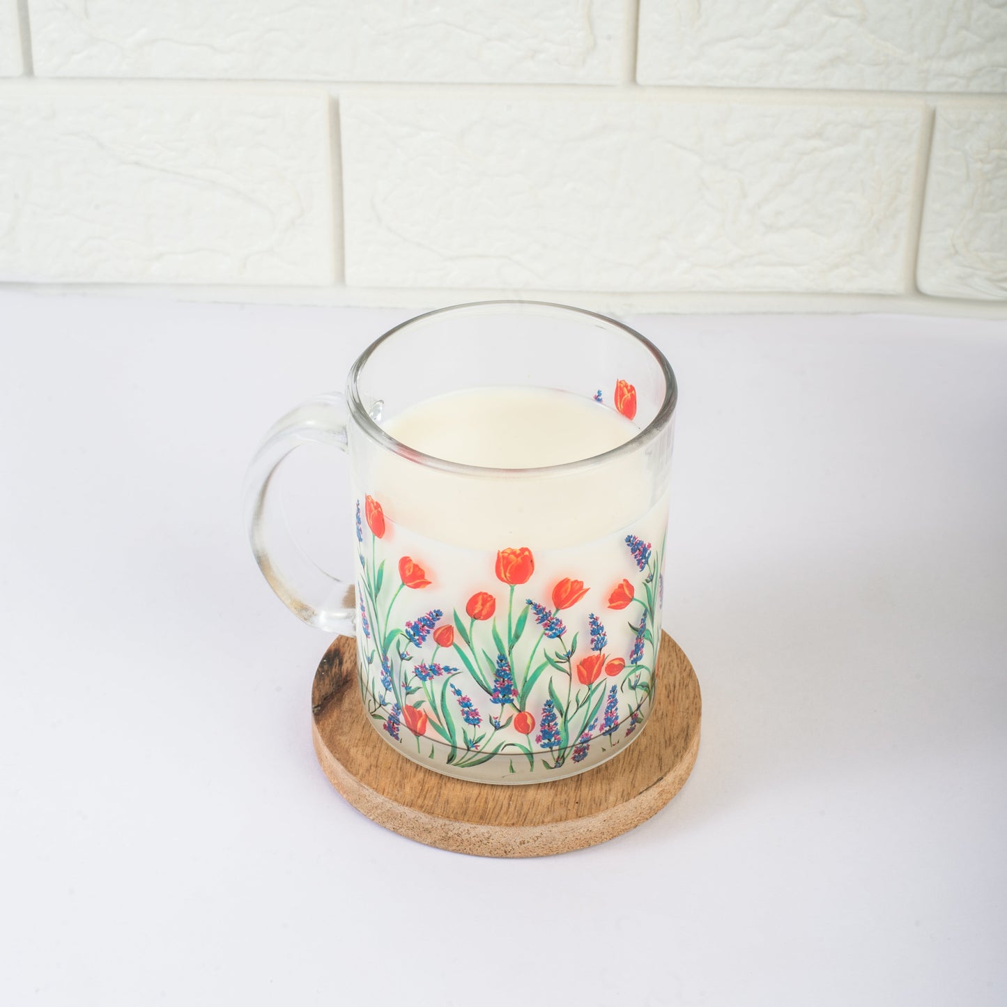 Tulips and Lavender Glass Mug