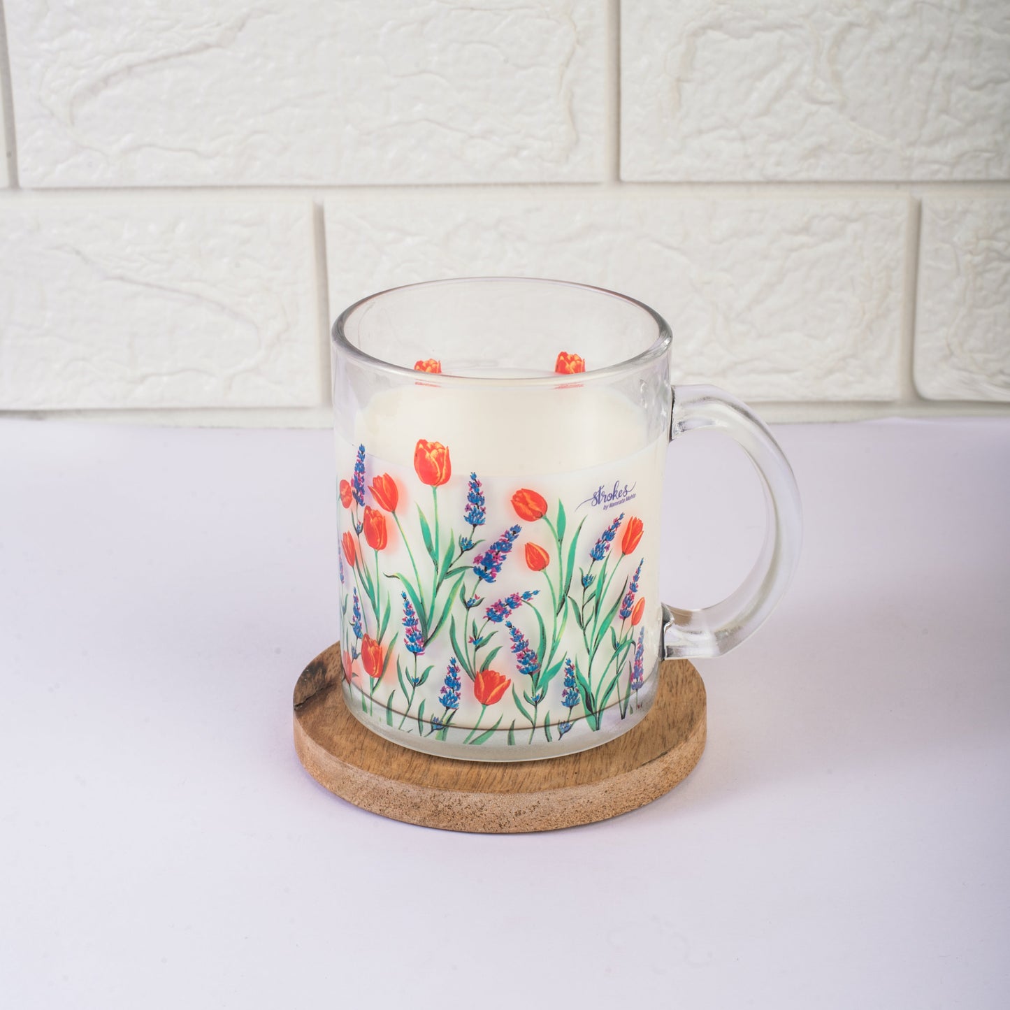 Tulips and Lavender Glass Mug