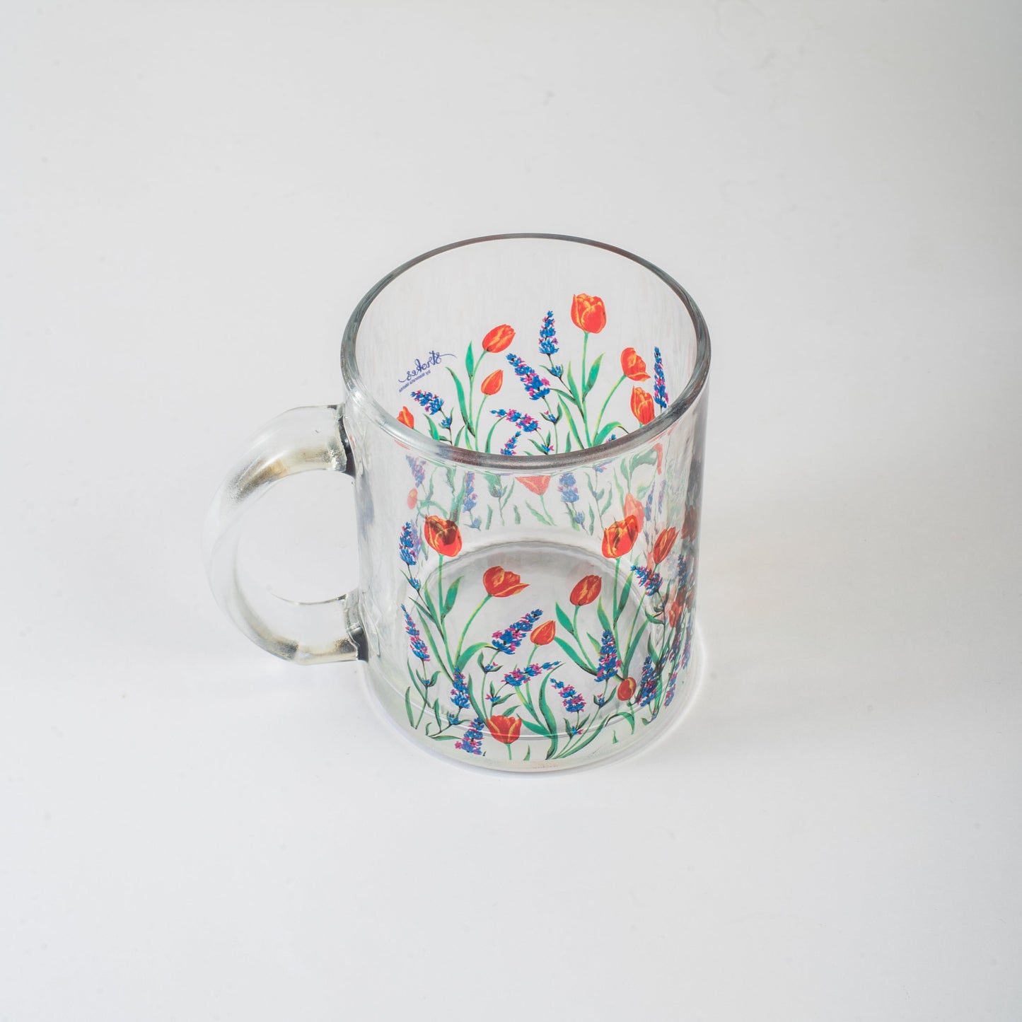 Tulips and Lavender Glass Mug