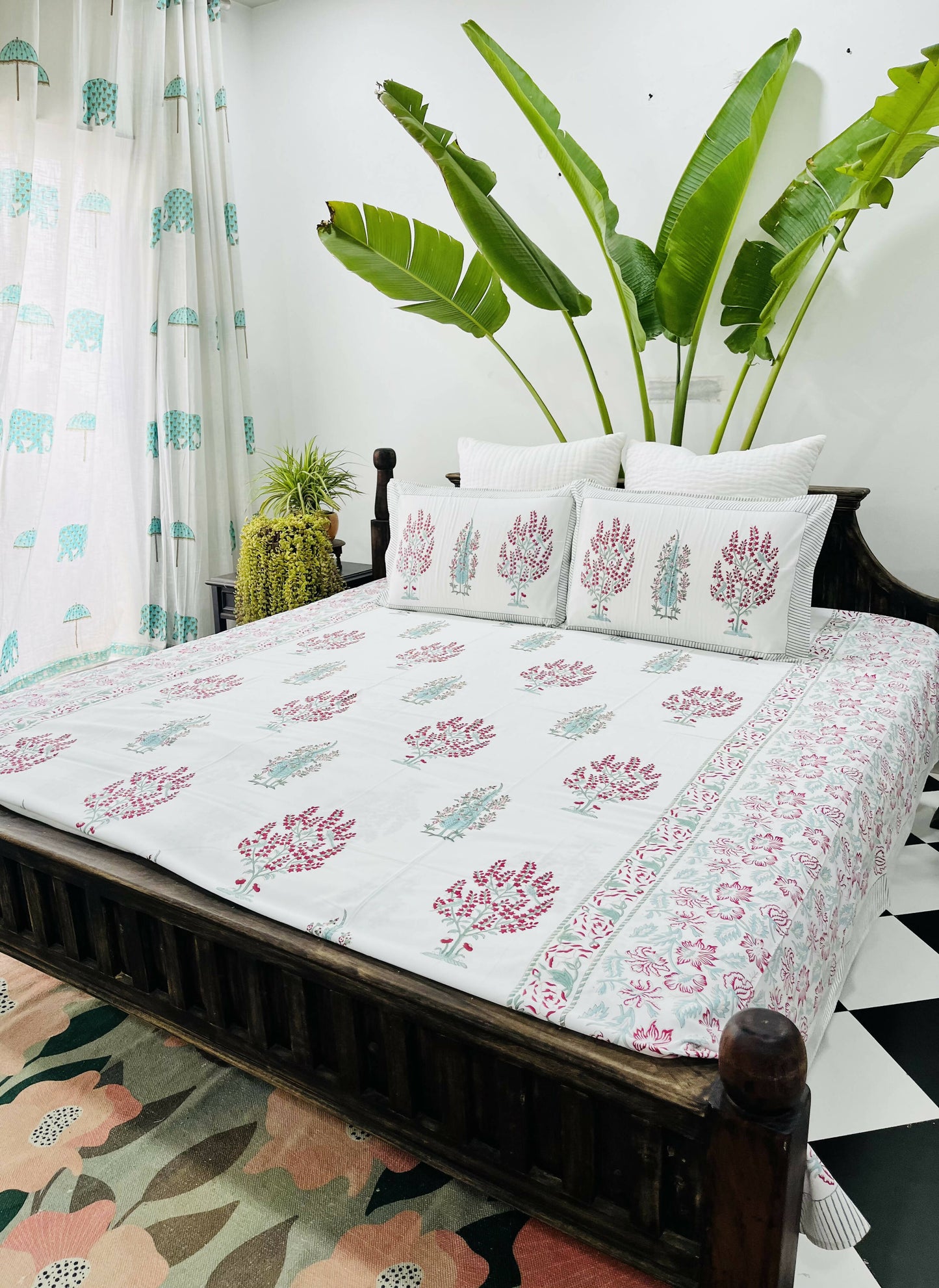 Panchi Block Printed Cotton Bedsheet