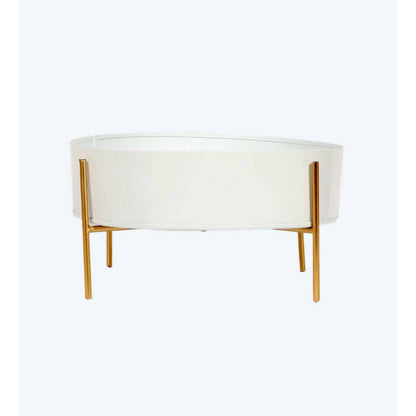 Round White & Gold Table Planter With Stand Set of 2