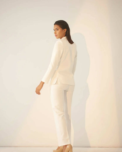 Iconic - White Blazer With Straight Pants (Set)