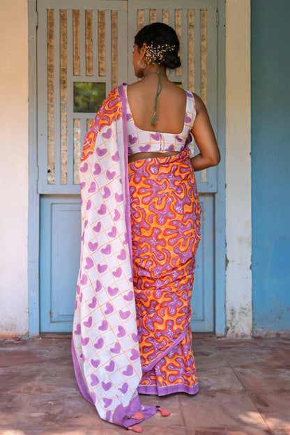 Anantha Orange Mul Cotton Saree